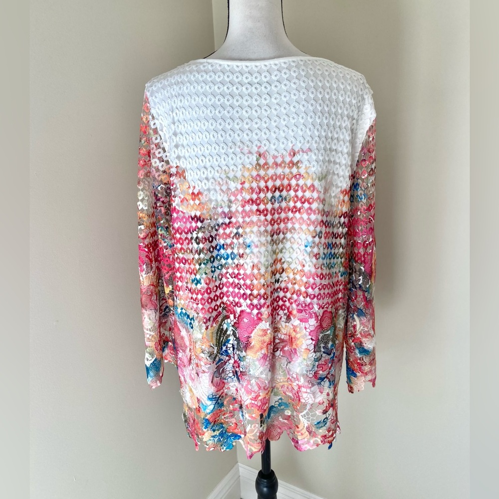 Soft Surroundings Flores Top Floral Lace Crochet Knit Boho Size XL - Picture 6 of 9